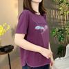 Elegant Summer Printed Plus-Size T-Shirt for Moms - Loose, Flattering, Youthful Style
