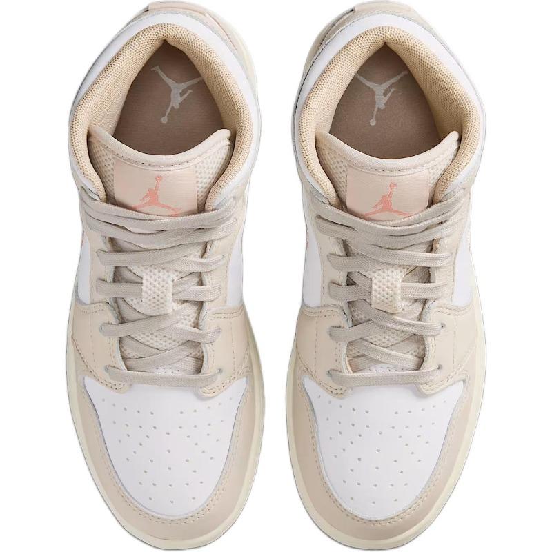 Air Jordan 1 SE leather GS mid-top sneakers light brown/white unisex HQ5879-100