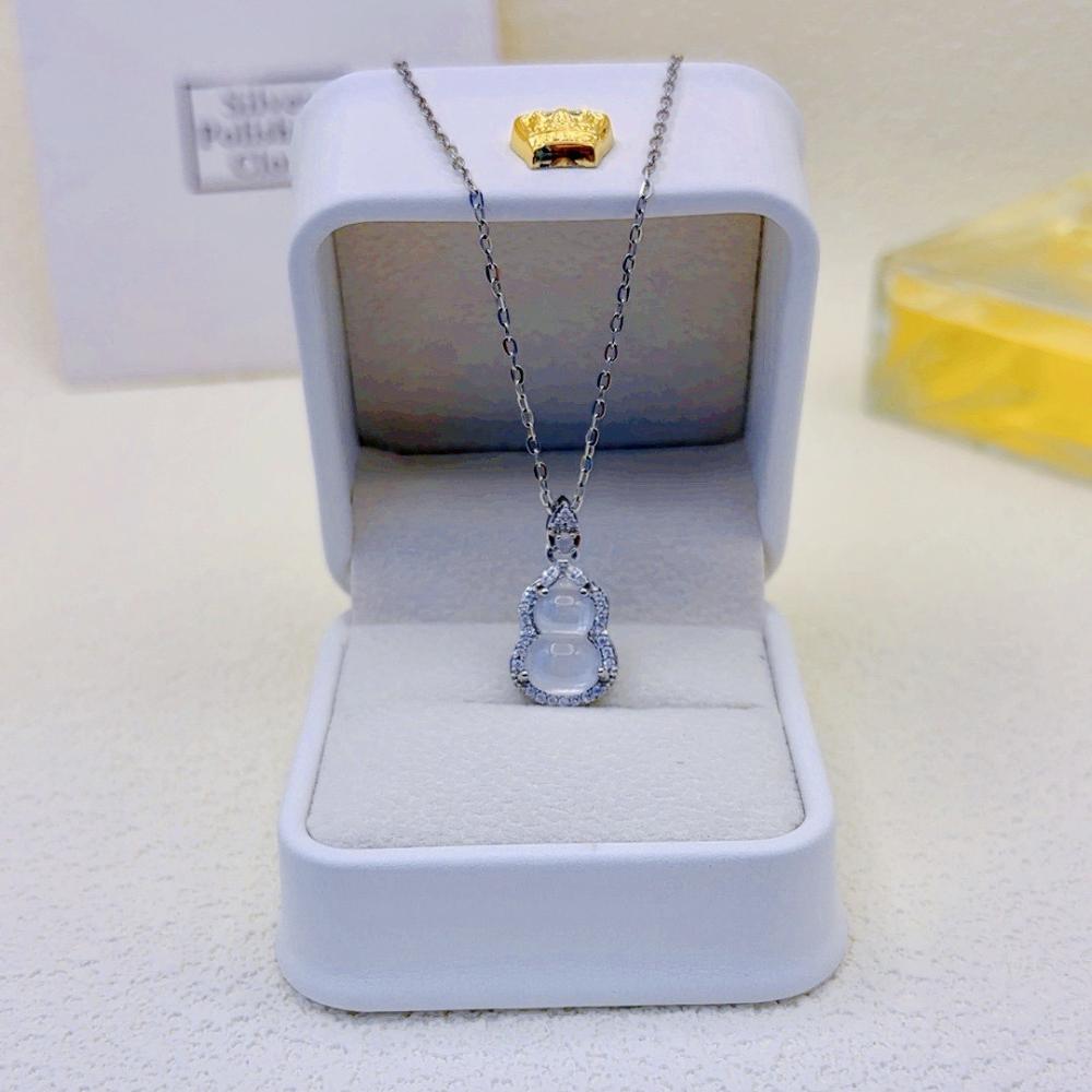 French Translucent Green Water Droplet Blue Ocean Necklace Collarbone Chain Snake Bone Fashionable Personality Titanium Steel Gold-plated Necklace