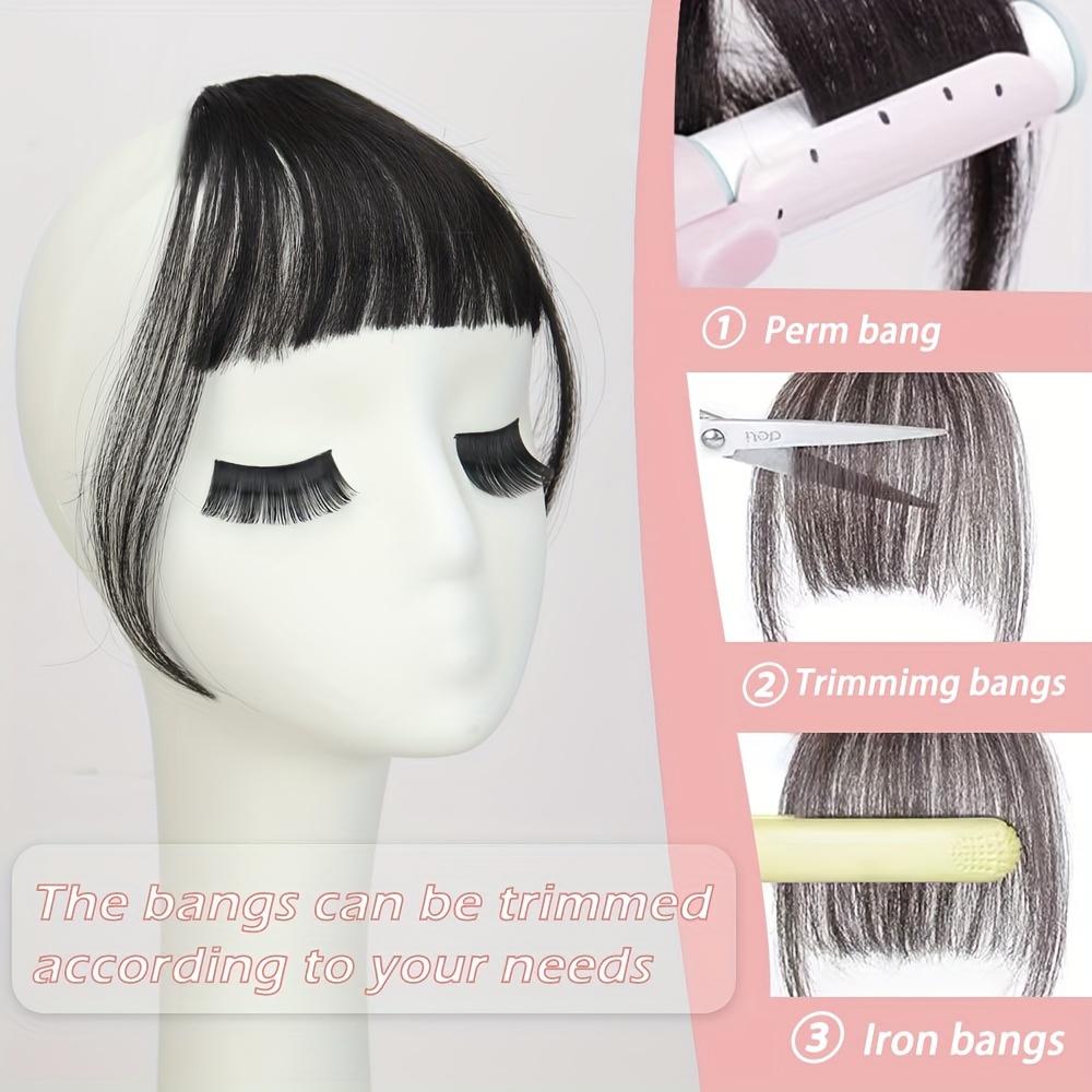 XINRAN Synthetische kurze gerade Clip-in-Luft-Pony-Perückenverlängerungen mit ordentlichen Pony-Fransen-Haarteilen, natürliche Perücke für Frauen, Cosplay-Kleidung