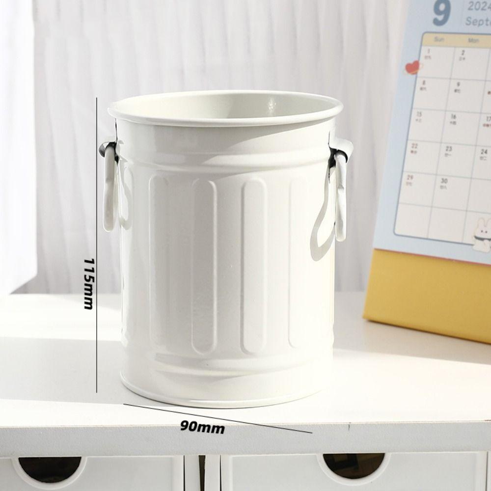 

Kawaii Big Eyes Pen Holder Large-capacity Storage Bucket Creative Iron Pencil Holder School Office White