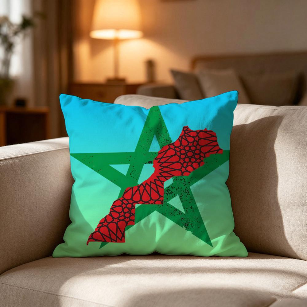 Morocco MAR Flag Pillow Case Cushion Cover Soft Washable Pillow Case MultiScene For Couch Bed Travel Office Use