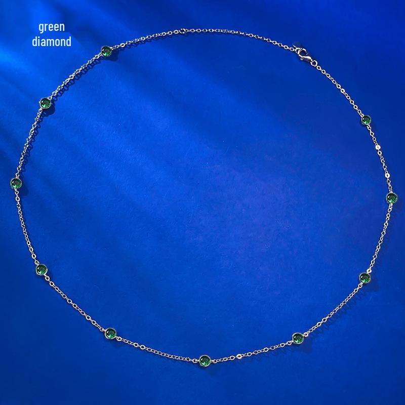 

Lulu Tong 2024 Серебряное колье S925 Минималистичное циркониевое - Легкая роскошь, Универсальный женский дизайн S925 Silver зелёный/алмаз