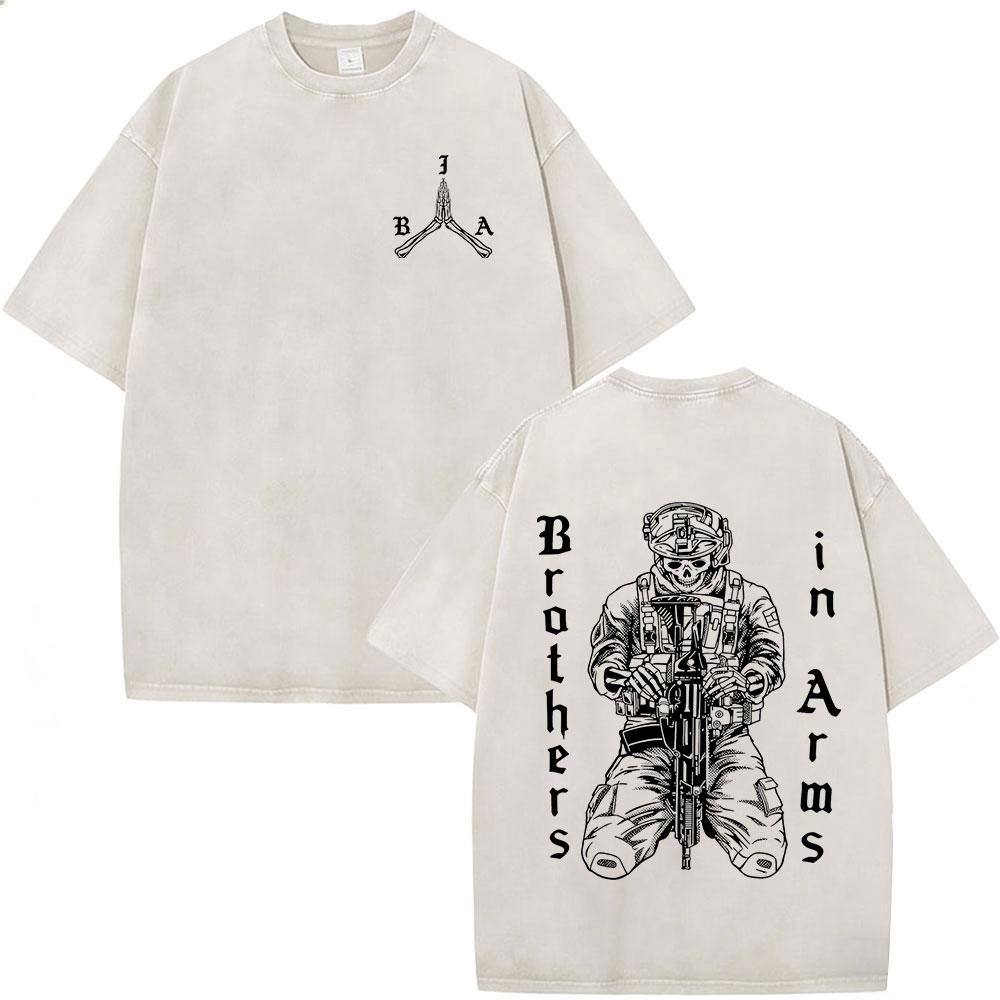 Washed Vintage Forward Observations Group Be Seeing You Print Tshirt Skeleton Graphic Tshirts Men Fashion Oversized T Shirts