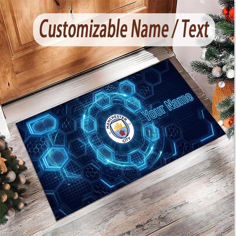 Personalized Crystal Velvet Carpet Manchester City Pattern Non Slip Floor Rug