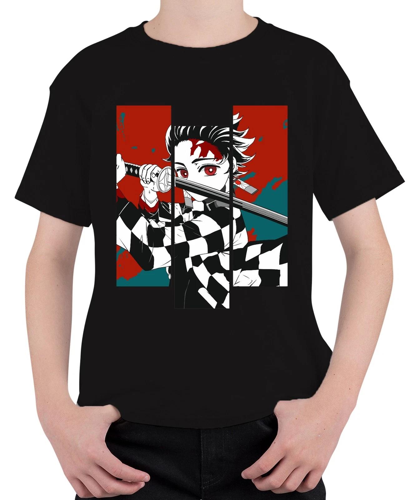 Demon Slayer Dämonenjäger Katana Karomuster Anime Manga Geschenk Unisex Kinder T S