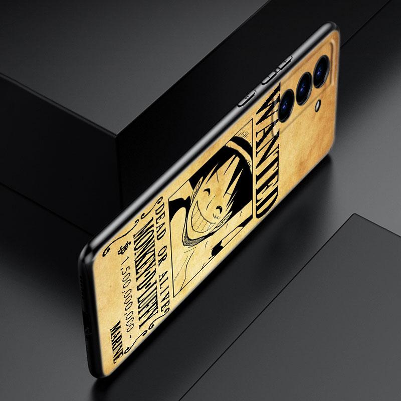 Anime One Piece Luffy Black Silicone Phone Case For Samsung Galaxy S23 S21 S20 FE S24 S22 Ultra S10E S10 S9 S8 Plus