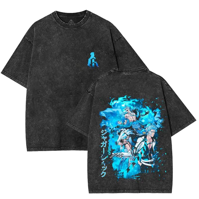 Anime BLEACH Grimmjow Jaegerjaques Graphic T Shirt Men Women Washed Cotton Tshirts Vintage Casual Clothing Harajuku Male T-shirt