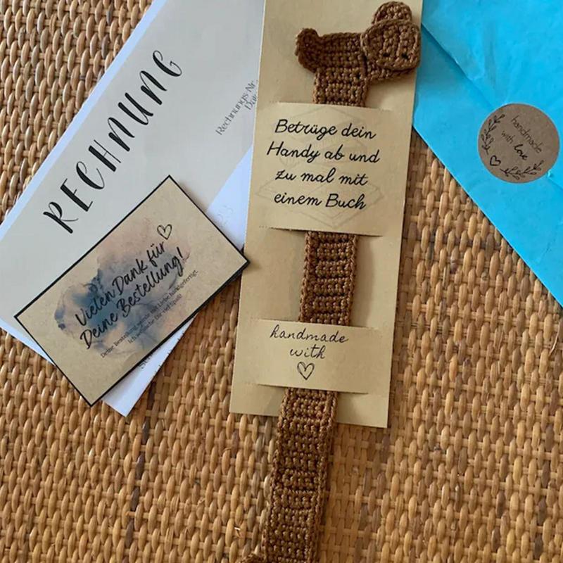 Crochet Bookmarks Unique Brown Dachshund Knitted Bookmark Beautiful Crochet Animal Book Mark Reading Accessories Aesthetic