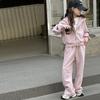 Frühlings-Herbst Kapuzenjacke & Hose für Kinder Mädchen Koreanischer Stil Schleife Sportbekleidungsset