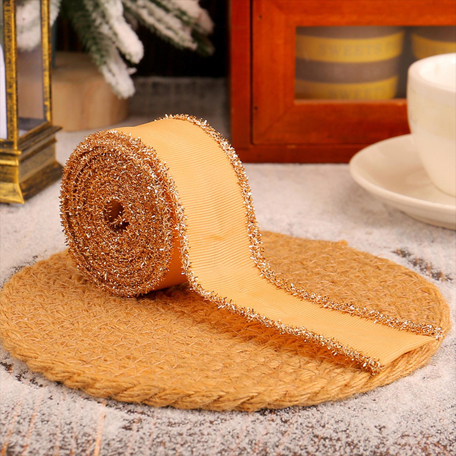 

Рождественская полиэстеровая лента для гирлянды Материал для самостоятельной окантовки лентой подарочной упаковки Лента для украшения бантом One Size золотой