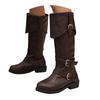 Women's Retro British Boots With Belt Low Heel High Boots Leather Boots Casual Mid Calf Boots Womens Mid Calf Socks