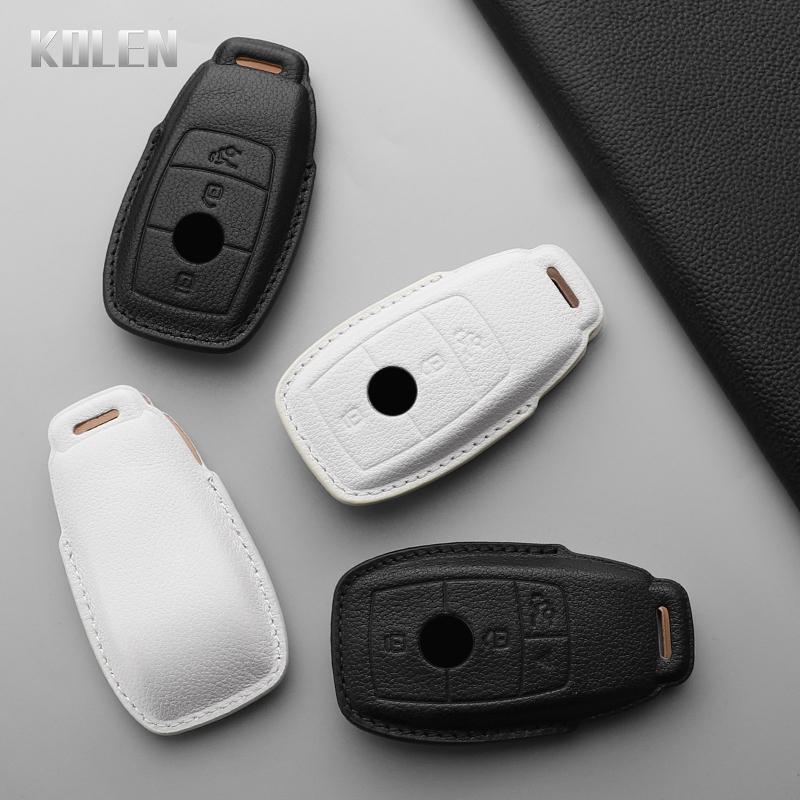 Leather Car Key Case Cover Shell For Mercedes Benz A C E S G Class Glc Cle Cla Glb Gls W177 W205 W213 W222 X167 Amg 3 4 Buttons