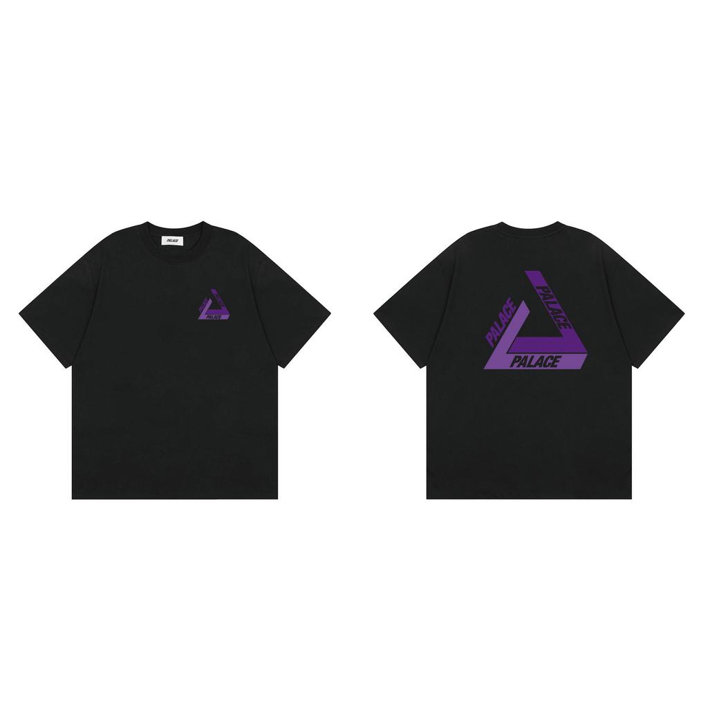 Trendige Marke PALACE klassisch einfach fehlende Ecke lila großes Dreieck LOGO Druck locker Sommer kurzärmeliges T-Shirt t