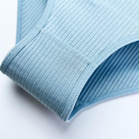 Bomullsunderkläder för Kvinnor Sexiga Lågt Skurna Ribbade Hipster Bikiniunderbyxor Full Täckning Andningsbara Cheeky Trosor