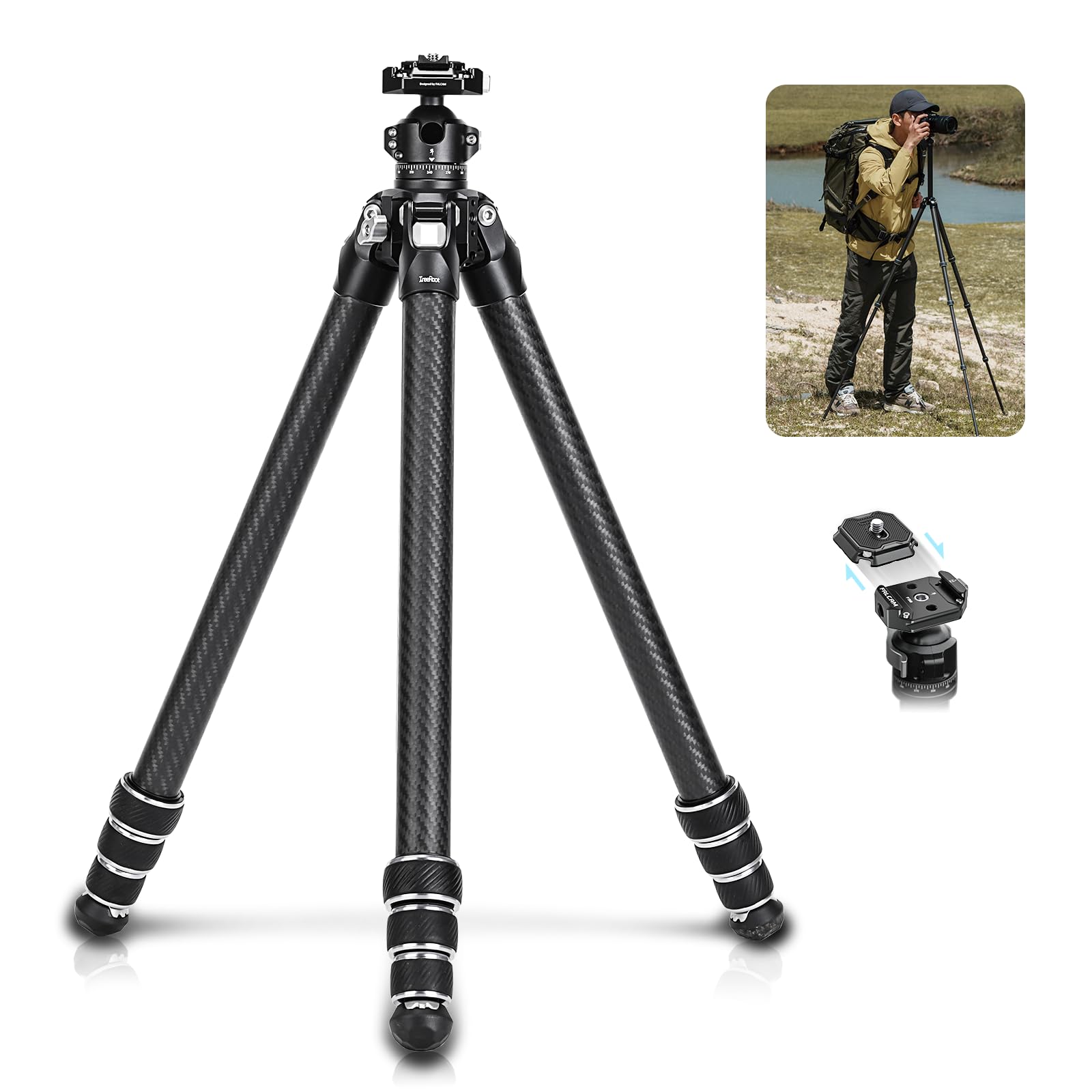 

Ulanzi TreeRoot Camera F38 Quick Falcam Travel Carbon Ball 3kg Load 40kg Vertical Load with Storage Case Tripod, Shoe, Tripod, Fiber, DSLR, 360-Degree чорний