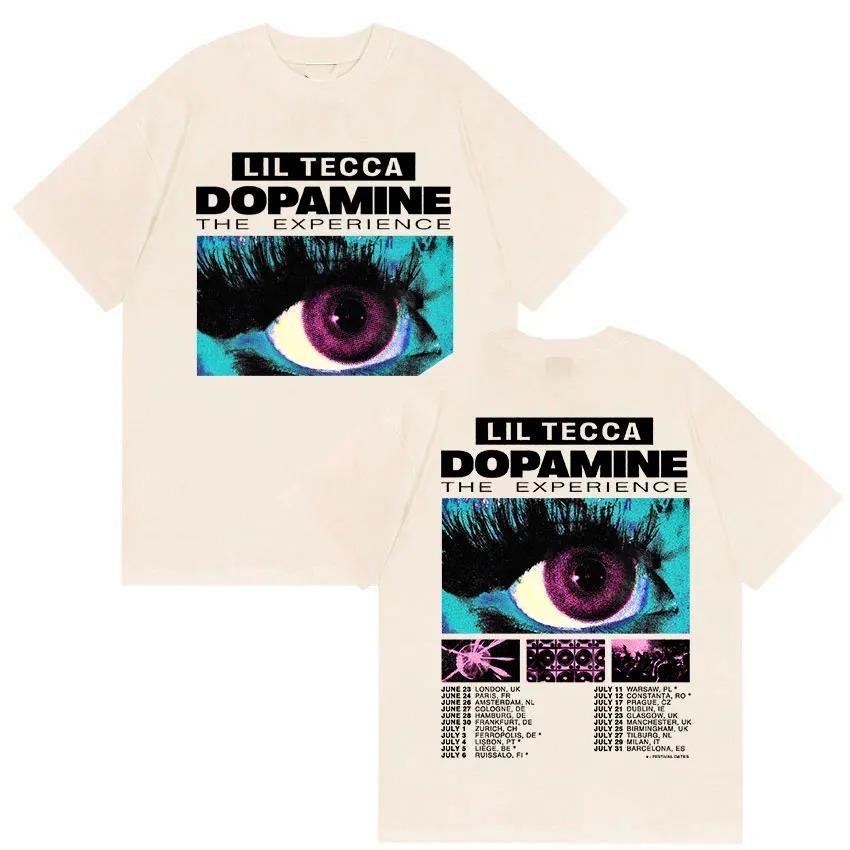 Rapper Lil Tecca Dopamne The Experience Tour 2026 Magliette Grafiche Uomo Moda Hip Hop Cotone Manica Corta T-shirt Streetwear