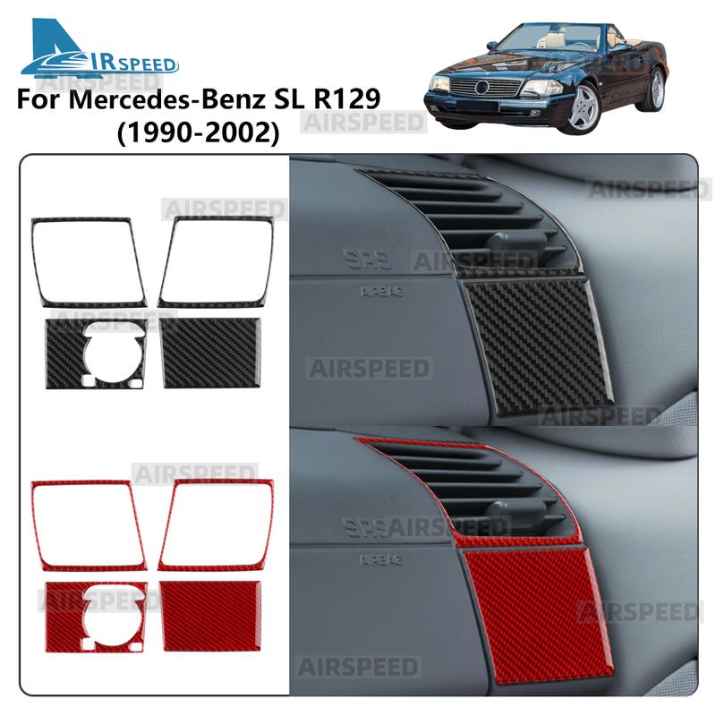 Real Soft Carbon Fiber Sticker For Mercedes Benz SL R129 1990-1994 1995 1996 1997 1998 1999 2000 2001 2002 Car Side Air Vents