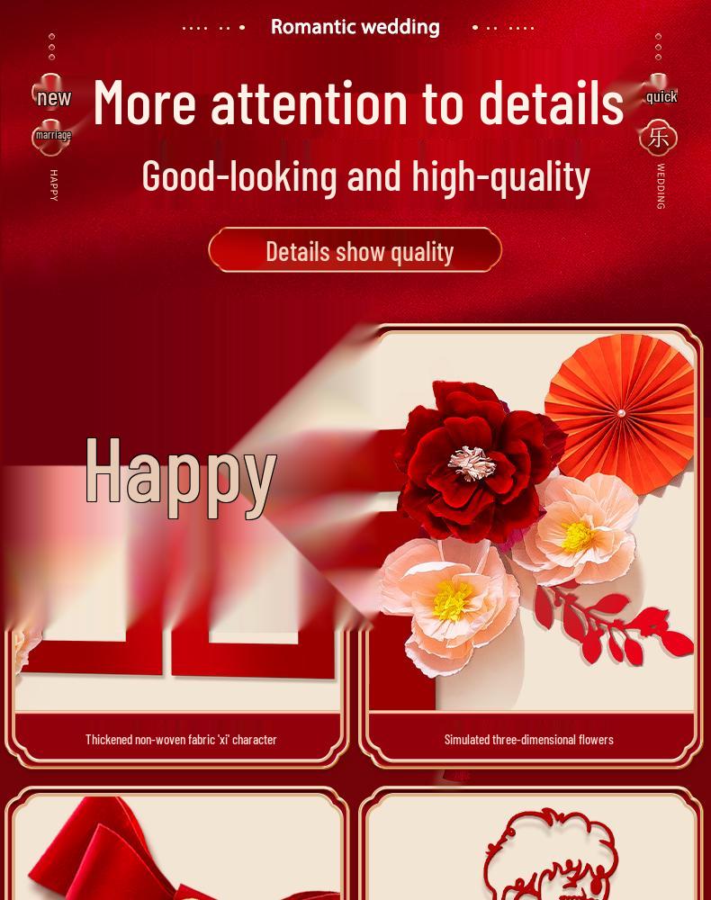 Wedding Ceremony Room Décor Set: Bridal & Groom's Room, Living Room Sofa & Background Wall Decorations