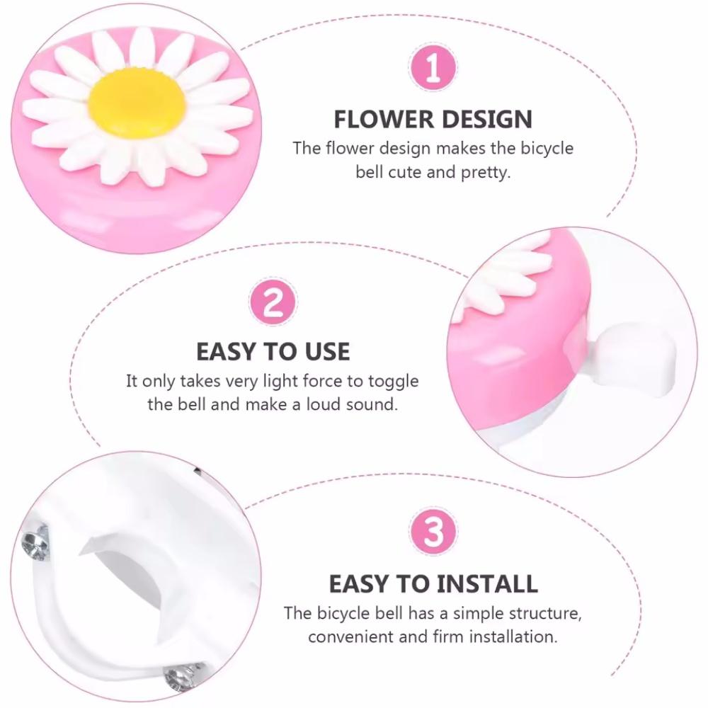 Multi-color Kids Bicycle Bell Daisy Flower Bike Bell Children Cycling Warning Alarm Loud Safety Cycling Handlebar Accessories