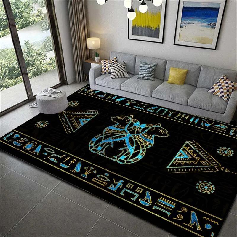 

Ancient Egypt Carpet God Egyptian Cat Anubis Carpets for Living Room Bedroom Rug Anti-slip Floor Mats Household Area Mat Decor 40x60cm