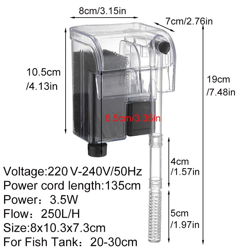 

Аквариумный фильтр Аквариум Бесшумный водяной насос Очистка Циркуляция Внешний фильтр Увеличение кислорода Водопад 220В 3,5Вт 250л/ч
