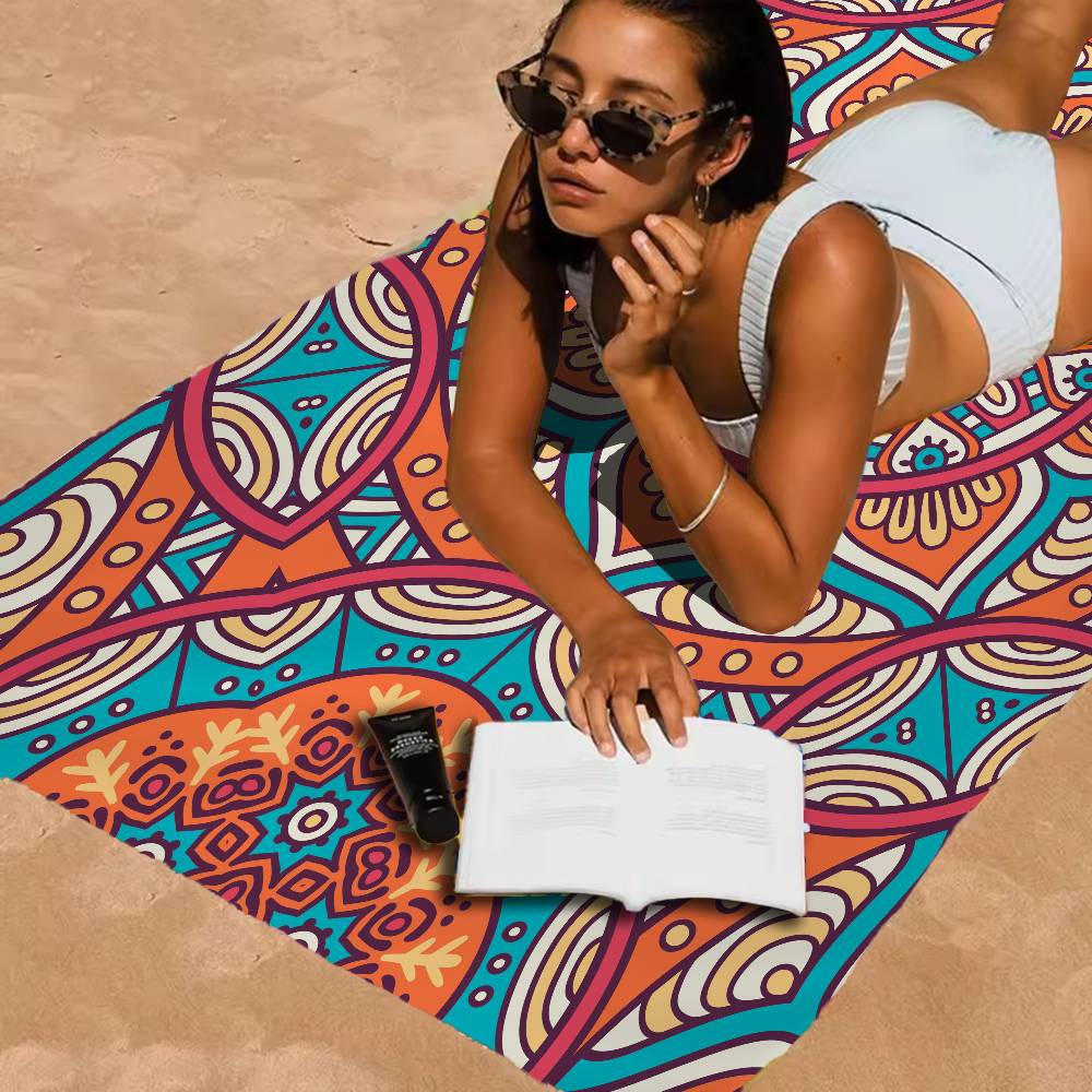 Classical Floral Pattern Print Microfiber Printed Beach Towel Mountain Climbing Yoga Beach Swimming Running Absorbent Soft Towel