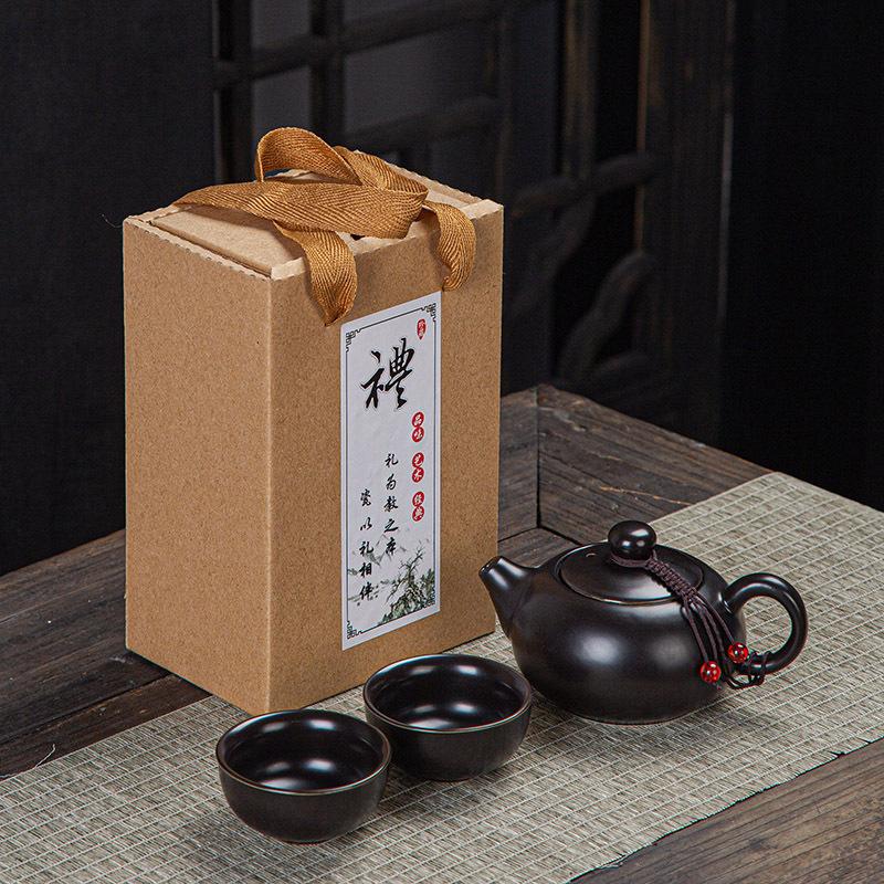 Portable travel tea set, matte kung fu ceramics, a pot of four cups, office business gifts l