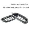 F06 Real Carbon Fiber +ABS Double Line Grills Front Bumper Grille For BMW 6 Series F06 M6 F12 F13 2012-2018 630i 640i 650i