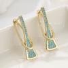 Synthetic Turquoise Geometric Hoop Earrings for Women Classic Exquisite Banquet Wedding Jewelry Accessories Crafts Gifts
