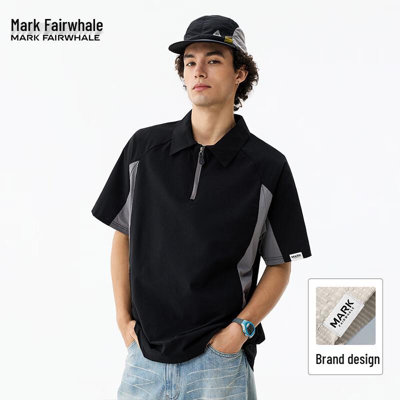 Mark Fairwhale Men s Japanese Retro Color-Block Polo Shirt L