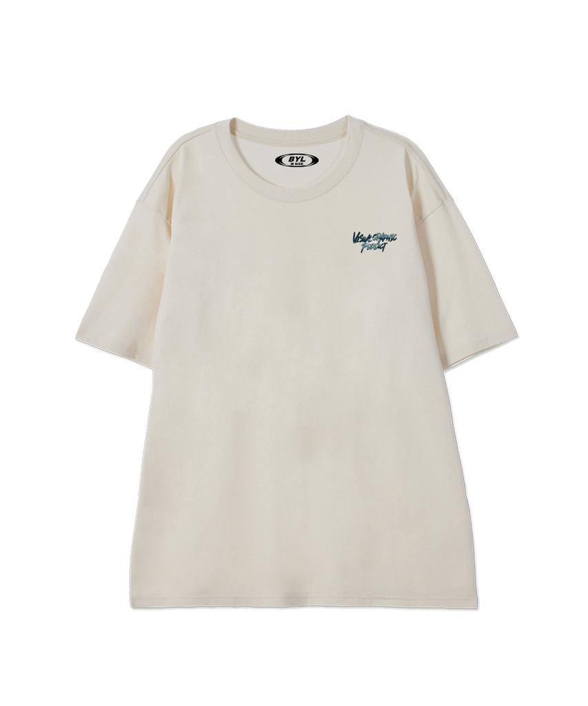BY.L Multi Paisley Graffiti Logo Short Sleeve T-Shirt Cream