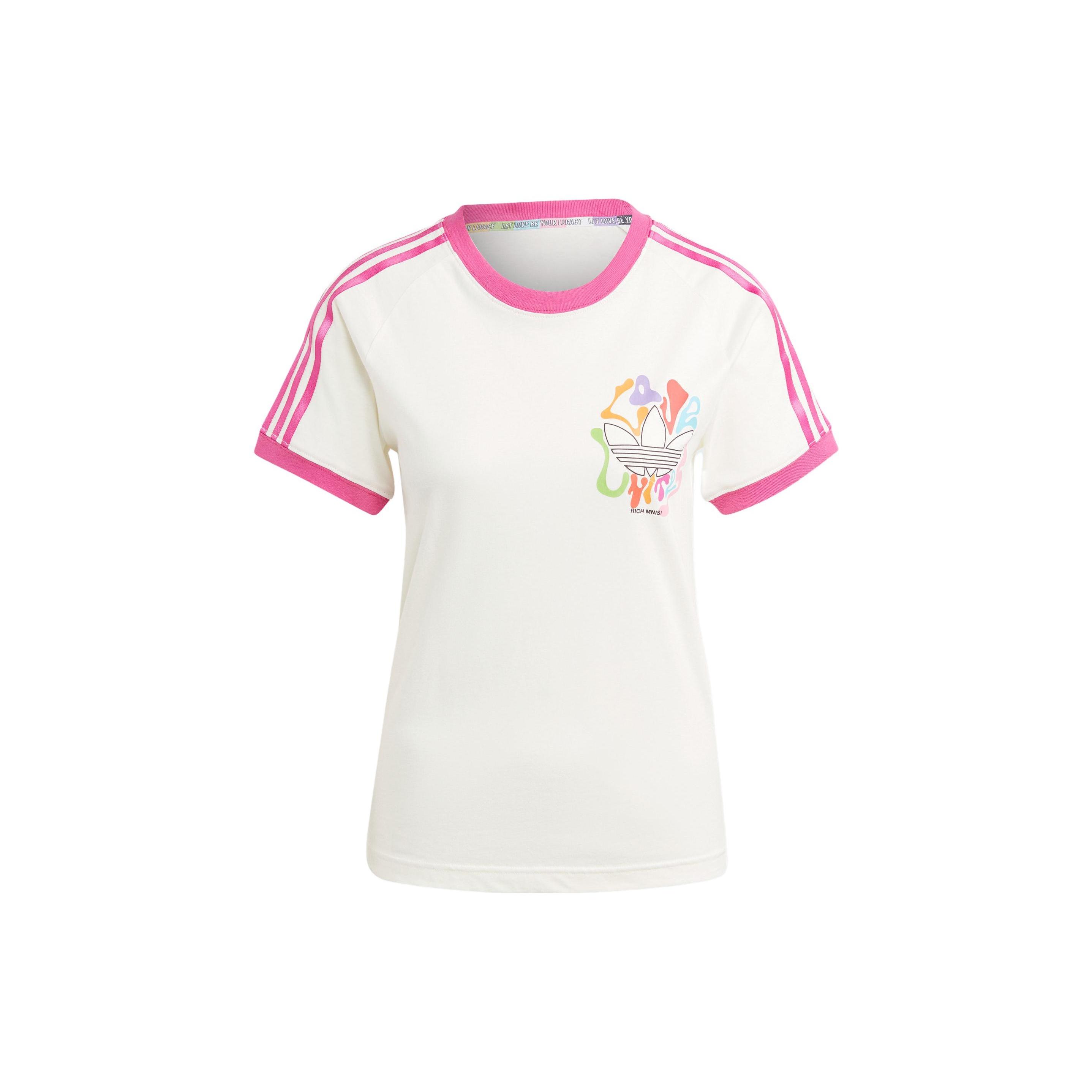 (WMNS) adidas originals Logo Pride Rm 3-Stripes T-shirt White Pink Women s IU0053 XXS