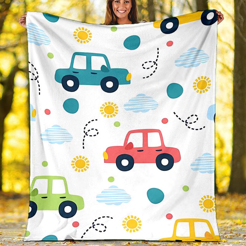 Süße Autos Motiv Decke - Perfekt für Sofa, Bett, Reisen & Außenbereich | Maschinenwaschbar, Gemütlich & Langlebig.