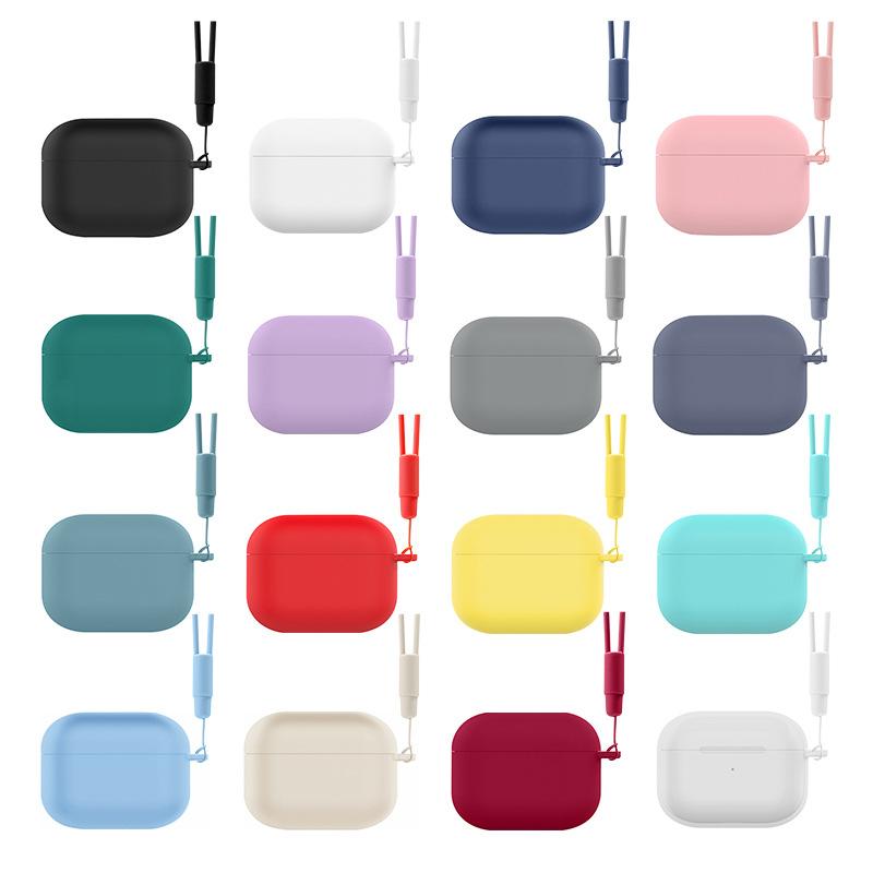 Candy Color Silicone Soft Case Protect Earphone For Airpods Pro 3 2025 Anti-lost Hand Strap+All Inclusive Cover w/ Cleaning Kit