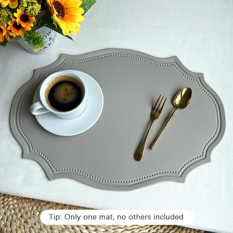 

Кожаные салфетки неправильной формы водонепроницаемый коврик для кухонной посуды горшок кофейной чашки серый