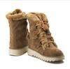 Autumn and Winter New Snow Boots Woman Warm Lace Up Anti-skid Medium Tube Boots Large Size Casual Flat Shoes Woman 458