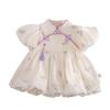 Baby Girl Summer Dress, Infant Summer Short-Sleeve Romper, Chinese Style Cheongsam Mini Skirt, One-Piece Crawling Outfit for Summer