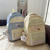 Contrast Color Girls Backpack Junior High School Student Schoolbag Lightweight Women's Backpack