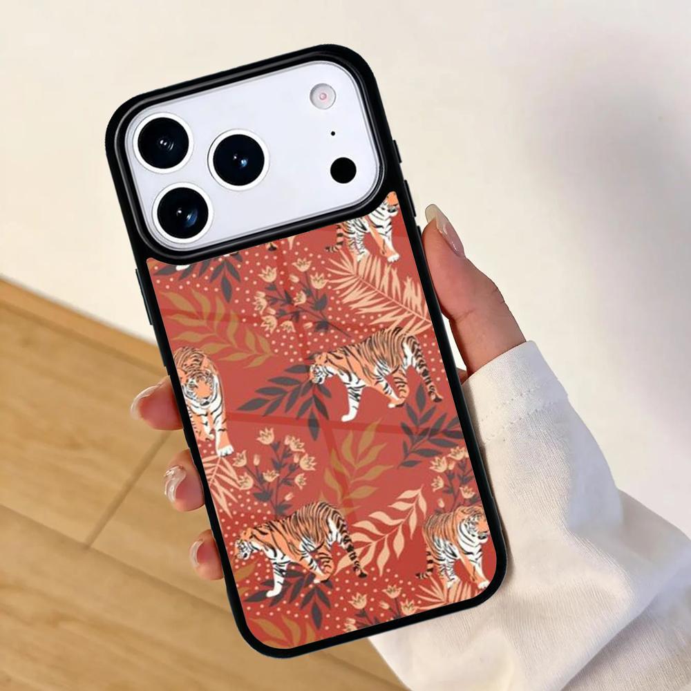 Tigers Leopards tropical leaves Phone Case For Apple iPhone 17 air 16 Pro Max 15 Pro Max 14 13 12 11 Mini Back Cover