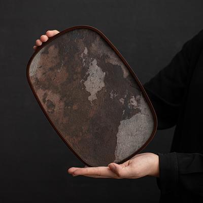 Japonský styl břidlicový podnos na suché vaření Zen čajová deska stojánek na konvičku úložný kontejner pro domácí Kung Fu čajový set příslušenství Retro