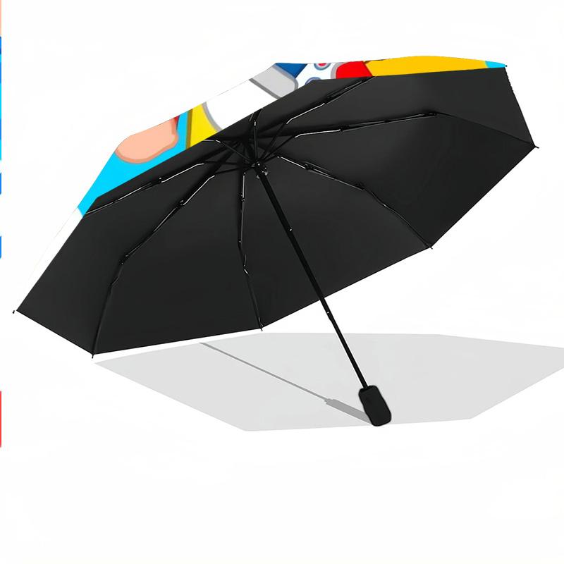 8‑Rib Automatic Umbrella, El Payaso Plim Plim Design Foldable Umbrella for Sun Rain Protection Travel