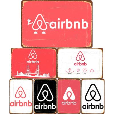 Vintage Airbnb Logo 1 Metallschild Poster Wanddeko Kino Wohnzimmer Wandbild Lustiges Blechschild Küche Schlafzimmer Café Bar Pub Wohnen
