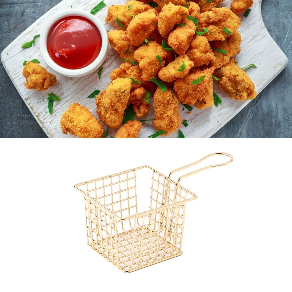 Iron Fryer Basket Silver Rose Gold Gold Frying Strainer French Fry Holder Restaurant Home Kitchen