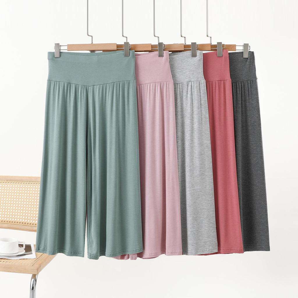 Summer Modal Plus-Size Loose Wide-Leg Cropped Pants - Korean Style High-Waist Casual Trousers