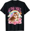 Alpha-Männchen Lustige Katze Kätzchen Regenbogen Blumig T-Shirt, Unisex Shirt Größe S-4XL