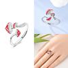 Orginal copper Pink Bow Heart Open Ring Blue Zircon Mushroom Woman Free Size Ring Jewellery Delicate Gift Set for Girlfriend
