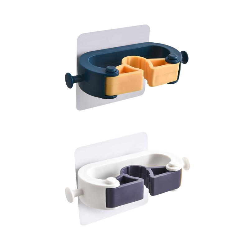 No Punching Mop Broom Holder Rack Grippers Clips Wall Mount Home Appliance Multi-Purpose Hooks Kitchen Bathroom Organizer