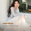 Sancai High-Waist Pleated Chiffon A-Line Long Skirt