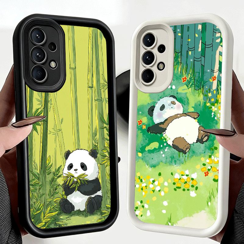 Phone Case for Samsung Galaxy A17 A16 A15 A14 A13 Cute Cartoon Panda A56 A36 A26 A55 A35 A25 A54 A34 A24 A53 A33 A23 A07 A06